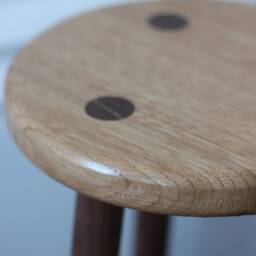 Handmade Oak & Walnut Milking Stool Round Accent Table - thumbnail 2
