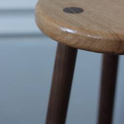 Handmade Oak & Walnut Milking Stool Round Accent Table - thumbnail 3