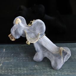 Cute Dog Wire Metal Mesh Sculpture/3D Art Figurine Pet Lovers Silver Color Ooak - thumbnail 2