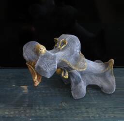 Cute Dog Wire Metal Mesh Sculpture/3D Art Figurine Pet Lovers Silver Color Ooak - thumbnail 1