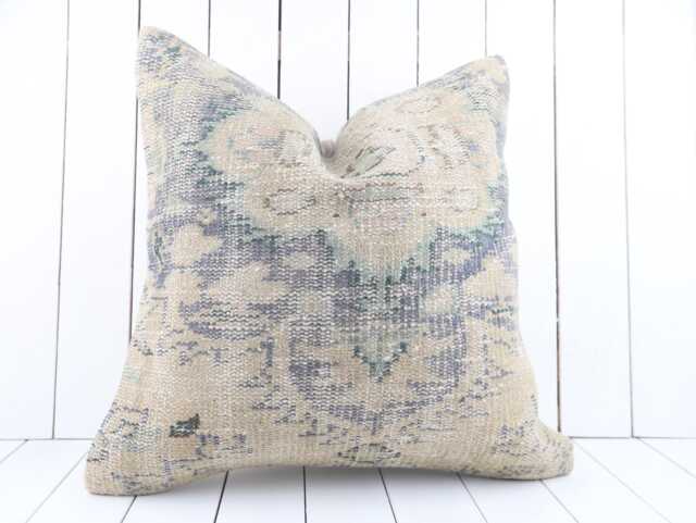 Turkish Kilim Pillow Cover 24x24 Inch Vintage Anatolian Home Decor - image 1