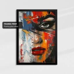 Female Face Colourful Abstract Paint Art Painting Framed Poster Print & Canvas Wall Decor Home Bedroom Banksy Gift - thumbnail 2