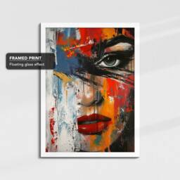 Female Face Colourful Abstract Paint Art Painting Framed Poster Print & Canvas Wall Decor Home Bedroom Banksy Gift - thumbnail 3