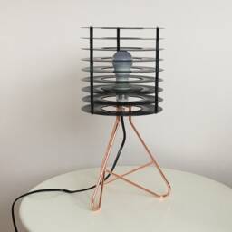 Retro Stack Style Upcycled 7 Inch Single Vinyl Records Table Lamp, Ideal For Home & Industrial Spaces. Handmade Music Lovers - thumbnail 1