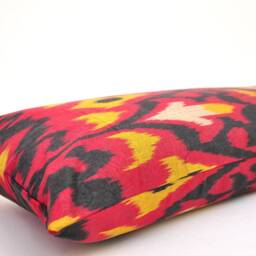 Red Ikat Long Lumbar Pillow Cover, Decorative Body - thumbnail 3
