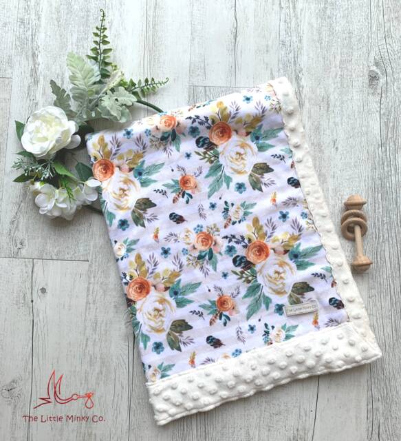 Minky Baby Blanket - Boho, Flowers, Autumn, Floral - image 1
