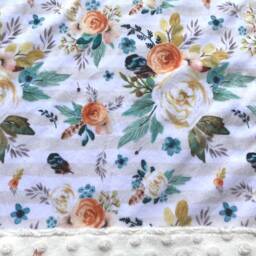 Minky Baby Blanket - Boho, Flowers, Autumn, Floral - thumbnail 4