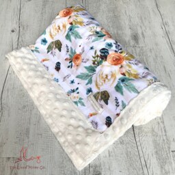 Minky Baby Blanket - Boho, Flowers, Autumn, Floral - thumbnail 3