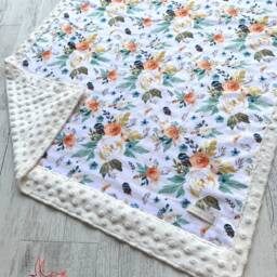 Minky Baby Blanket - Boho, Flowers, Autumn, Floral - thumbnail 2