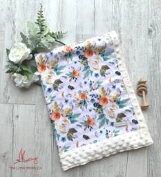 Minky Baby Blanket - Boho, Flowers, Autumn, Floral - thumbnail 1