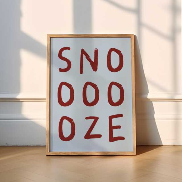 Snooze Print - 6 Colours Typography - Retro, Humour, Vibrant, Trendy, Funky, Poster, Bedroom, Sleep, Wholesome, Wall Art, Funny, Cute, Kid - image 1