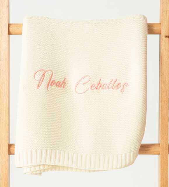 Personalized Baby Blanket Soft Organic Cotton Knit, Embroidered Name - image 1