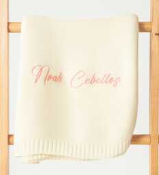 Personalized Baby Blanket Soft Organic Cotton Knit, Embroidered Name