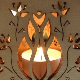 Tulip Flower Wooden Tealight Lantern Openwork Shadow Candle Holder - thumbnail 3