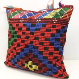 Handmade Kilim Pillow Cover 24x24, Turkish Rustic Home Design - thumbnail 3