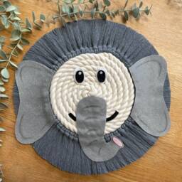 Elephant Macrame Rope Face, Jungle Theme Decor, Nursery Childrens Bedroom, Playroom, Wall Hanging - thumbnail 2