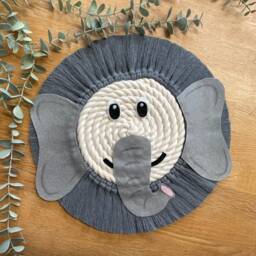 Elephant Macrame Rope Face, Jungle Theme Decor, Nursery Childrens Bedroom, Playroom, Wall Hanging - thumbnail 3
