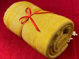 Handmade Mustard Yellow Yak Wool Blanket Oversized Meditation Shawl - thumbnail 1