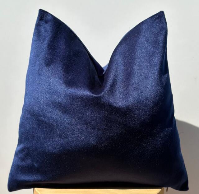 Handmade Navy Blue Velvet Euro Sham Pillow Cover, 20x20 - image 1