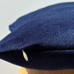 Handmade Navy Blue Velvet Euro Sham Pillow Cover, 20x20 - thumbnail 2