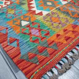 Classic Kilim Rug, Handmade Artisan Afghan Turkish Scandinavian Navajo Bohemian Wool Flatweave Multicolour Rug 133x84 cm - thumbnail 2