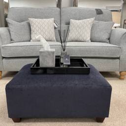 Large Chenille Velvet Footstool Handmade Footrest - thumbnail 4