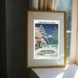 Japan Christmas Poster - Retro Japanese Wall Art Contemporary Travel Holiday Decor Home Decoration - thumbnail 3
