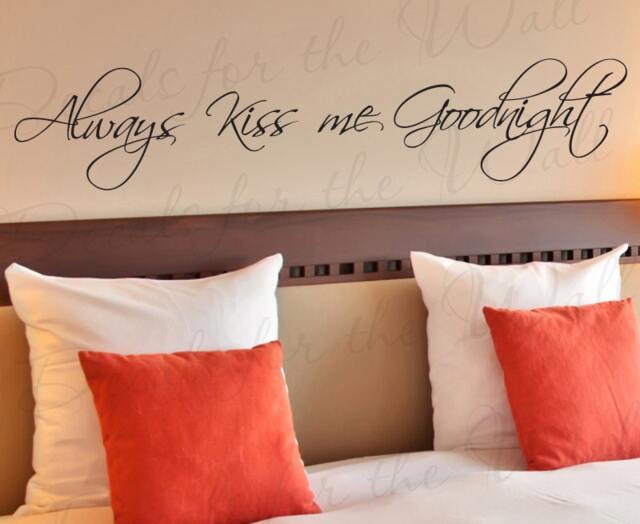 Always Kiss Me Goodnight Love Bedroom Family Decorative Vinyl Lettering Large Wall Decal Saying Decoration Quote Sticker Art Decor L09 - image 1
