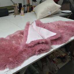 Bubblegum Candy Pink Sheepskin Rug , Double Length, Genuine Luxury Super Thick Soft Throw - thumbnail 2