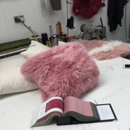 Bubblegum Candy Pink Sheepskin Rug , Double Length, Genuine Luxury Super Thick Soft Throw - thumbnail 4