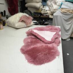 Bubblegum Candy Pink Sheepskin Rug , Double Length, Genuine Luxury Super Thick Soft Throw - thumbnail 3