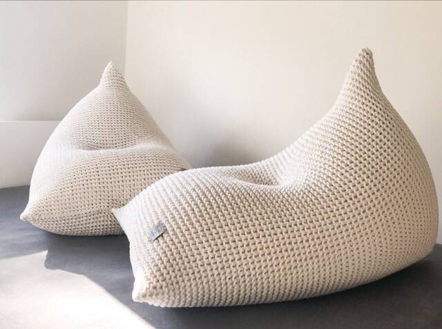 Hand-Knitted Cotton Bean Bag Chair Adult Lounger Pouffe - image 1