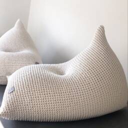 Hand-Knitted Cotton Bean Bag Chair Adult Lounger Pouffe - thumbnail 3