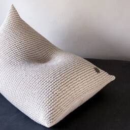 Hand-Knitted Cotton Bean Bag Chair Adult Lounger Pouffe - thumbnail 2
