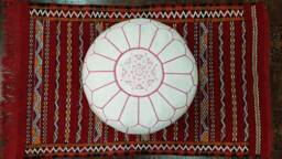 Stuffed Moroccan Leather Pouf, Pouf Ottoman, Handmade Floor Poof, Footstool, Ottoman Table, & Stools - thumbnail 1