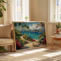 Caribbean Travel Poster Tropical Island Beach Wall Art - thumbnail 2