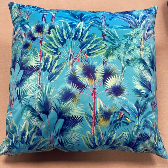 Hand Made Double Sided Plush 290Gsm Velvet - Large Cushion Cover Palm Springs in Duck Egg - image 1
