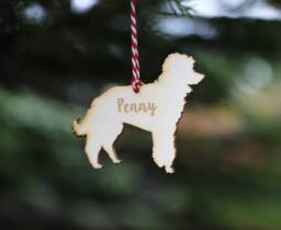 Personalised Poodle Christmas Decoration Engraved Birch Plywood Pet Ornament - thumbnail 1
