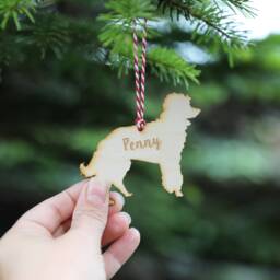 Personalised Poodle Christmas Decoration Engraved Birch Plywood Pet Ornament - thumbnail 2