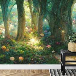 Fairytale Forest Wallpaper Mural, Magical Night Scene, Peel & Stick Decal - thumbnail 3