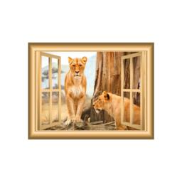 Lions Safari Wall Art 3D Window Frame Decal Animals Home D??cor Mural - Vwaq Nw38 - thumbnail 2