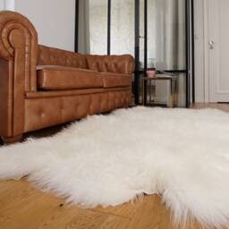 Giant Rug Four Sheepskin White Throw Genuine Leather Wool Carpet Decorative Rug - Comfy, Cozy, Natural Very Thick Classic - thumbnail 3