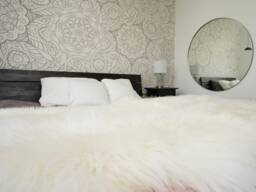 Giant Rug Four Sheepskin White Throw Genuine Leather Wool Carpet Decorative Rug - Comfy, Cozy, Natural Very Thick Classic - thumbnail 1
