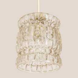 Hana Vintage Pendant Light Handcrafted Glass Lamp Textured Retro Ceiling Fixture Yugoslavia Gold Brass - thumbnail 3