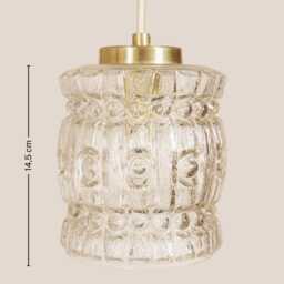 Hana Vintage Pendant Light Handcrafted Glass Lamp Textured Retro Ceiling Fixture Yugoslavia Gold Brass - thumbnail 4
