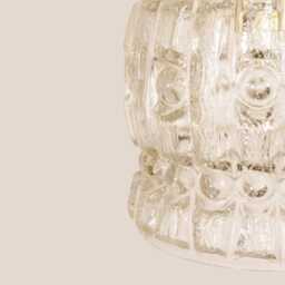 Hana Vintage Pendant Light Handcrafted Glass Lamp Textured Retro Ceiling Fixture Yugoslavia Gold Brass - thumbnail 2