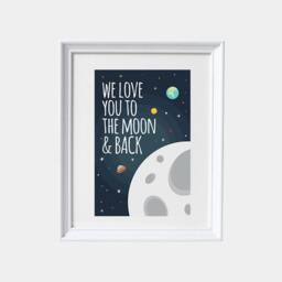 Love You To The Moon Nursery Print Outer Space Wall Art - thumbnail 2