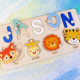 Personalized Wooden Name Puzzle For Kids, Newborn Baby Shower Gifts, 2 Year Old Boys Toys, Kids Girl Birthday Present, Christmas Gift Idea - thumbnail 2