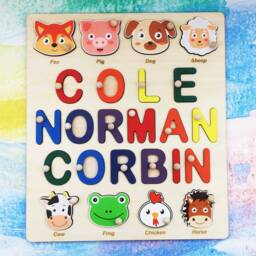Personalized Wooden Name Puzzle For Kids, Newborn Baby Shower Gifts, 2 Year Old Boys Toys, Kids Girl Birthday Present, Christmas Gift Idea - thumbnail 3