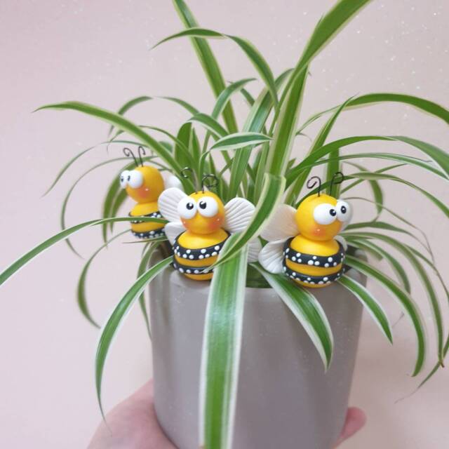 Plant Pet. Bumblebee , Bee, Handmade Pot Decoration, Party Favors, Gift Filler. Fairy Garden - image 1